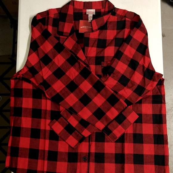 NEW! Women's Red Buffalo Check Flannel Pajama Set - Wondershop - Picture 2 of 13